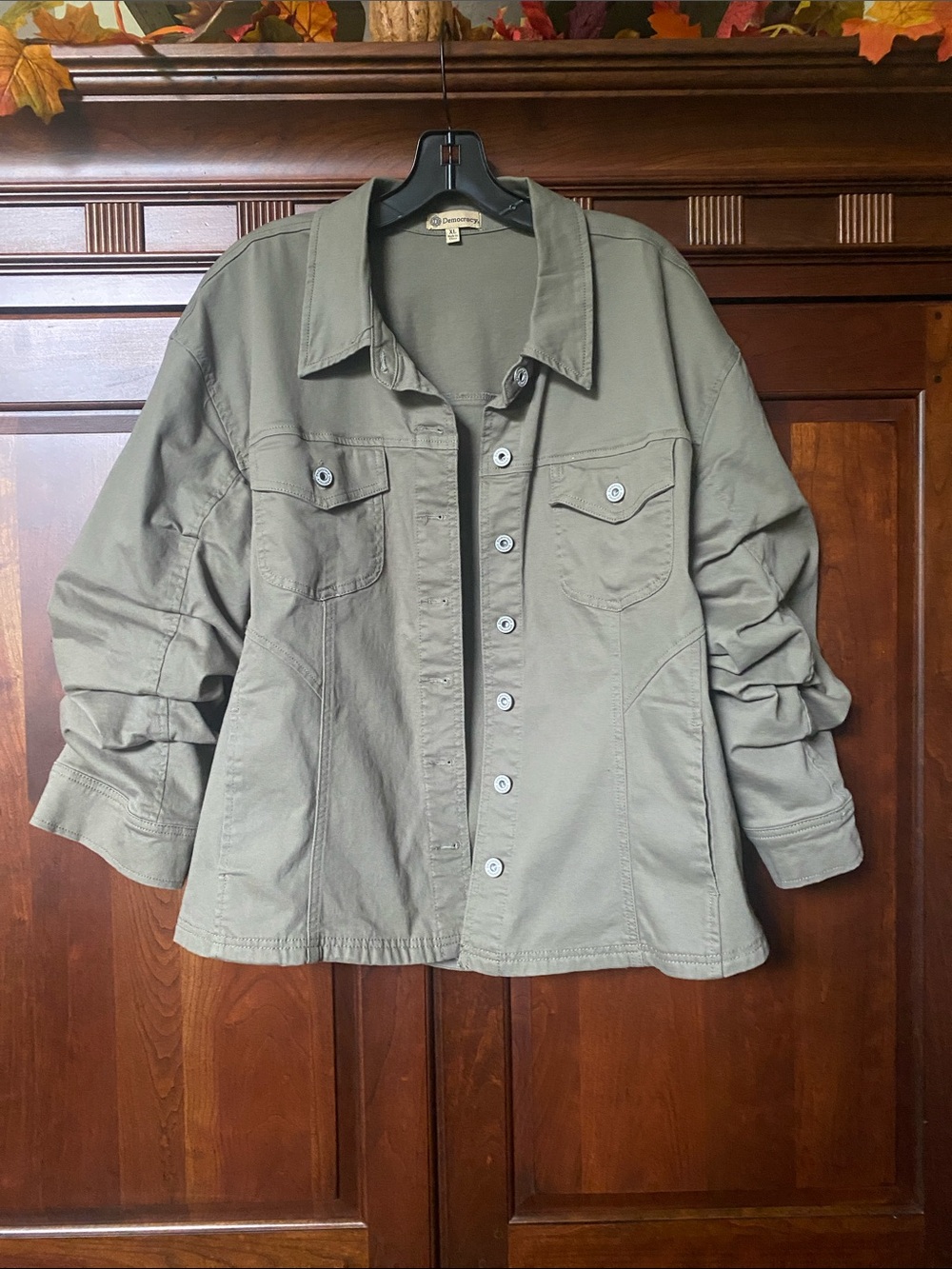 Democracy Olive Green Utility Button-Up Jacket Never Worn NWT